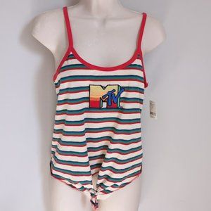 MTV Striped Y2K 90'S Retro Spaghetti Strap Top NWT Medium